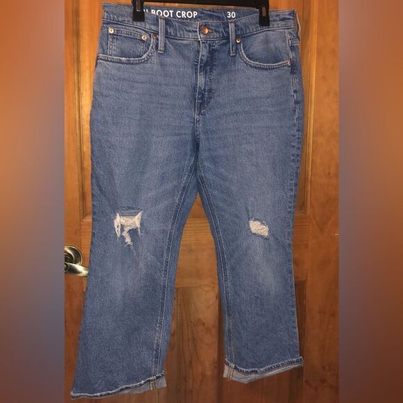 122. J. Crew Demi bootcut crop distressed jeans size 30 - Picture 1 of 2